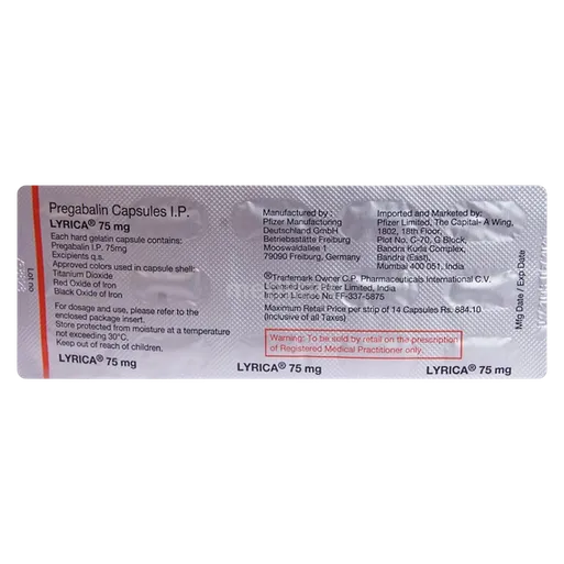 lyrica 75mg tablet 14's